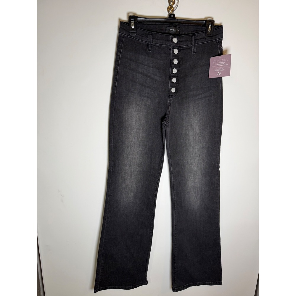 Maverick The Collection Black Flare Jeans High Rise Button Fly Size 11/W30 NEW
